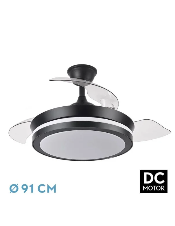 Ventilador Alto Rendimiento Retráctil Negro 91cm