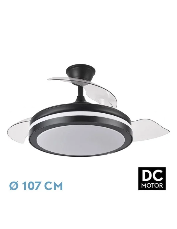 Ventilador Alto Rendimiento Retráctil Negro