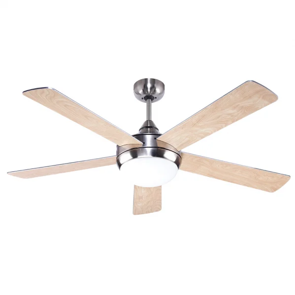 Ventilador de Techo    Níquel / Plata – Haya 2XE27 Motor AC Verano e Invierno con Mando a Distancia y Palas Reversibles