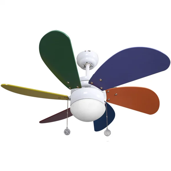 Ventilador de Techo Blanco/Colores Intensos 1XE27 Motor AC Verano e Invierno