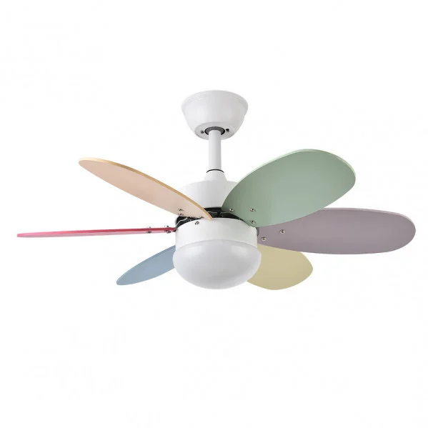 Ventilador de Techo    Blanco/Pastel-Intenso 2XE27 Motor DC Verano e Invierno con Mando a Distancia y Palas Reversibles