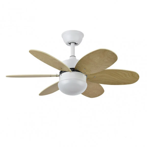 Ventilador de Techo    Blanco/Blanco-Haya 2XE27 Motor DC Verano e Invierno con Mando a Distancia y Palas Reversibles