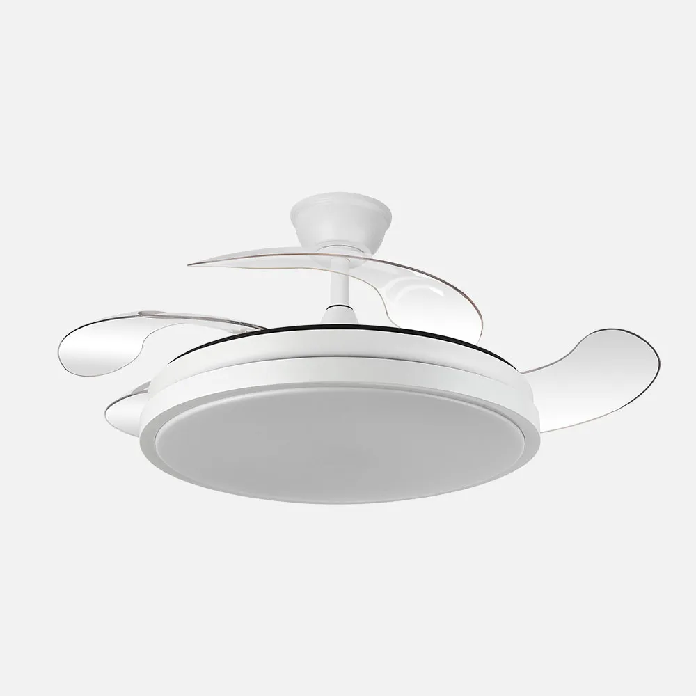 Ventilador de Techo LED 59W Blanco Motor DC Verano e Invierno 3000+4000+6000 con Mando a Distancia y Palas Retráctiles