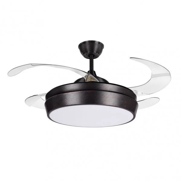 Ventilador de Techo LED  36W Marrón rústico / Marrón  Motor DC Verano e Invierno 3000+4000+6000 con Mando a Distancia y Palas Retráctiles