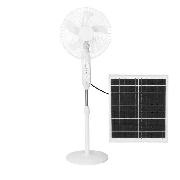 Ventilador de Pie Solar Blanco 30W Metal / ABS / Policarbonato Motor DC + USB Cargador Móvil + Luz Night y Mando a distancia incluido
