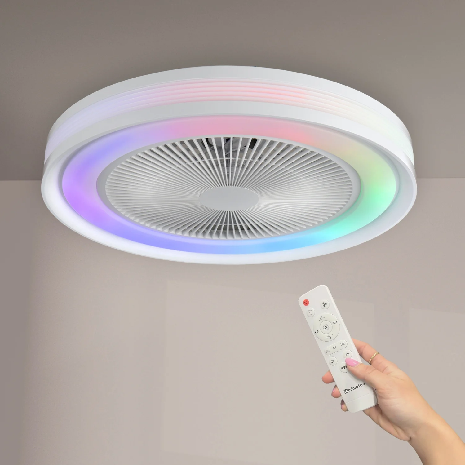 Ventilador de Techo LED 55W CCT+RGB Blanco DC Ultra Silencioso con Mando a Distancia Verano / Invierno