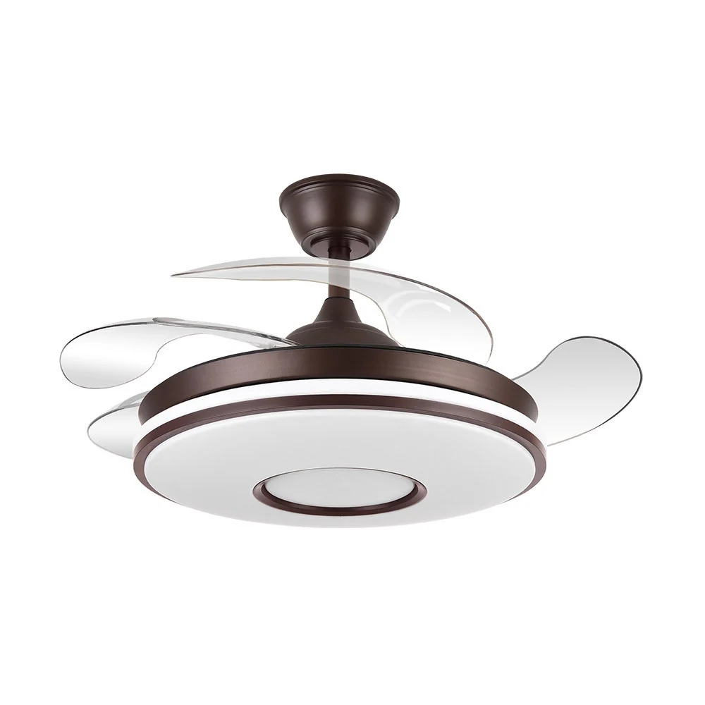 Ventilador de Techo LED Marrón 59W  Metal / ABS / Policarbonato Motor DC Temporizador Mando a Distancia Palas Retráctiles  Verano e Invierno
