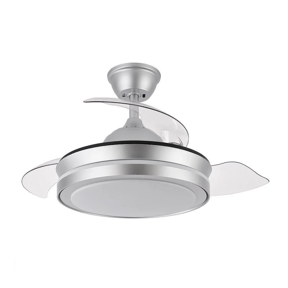 Reacondicionado – Ventilador de Techo LED 72W Ø91 Niquel Motor DC Verano e Invierno 3000+4000+6000 con Mando a Distancia y Palas Retráctiles