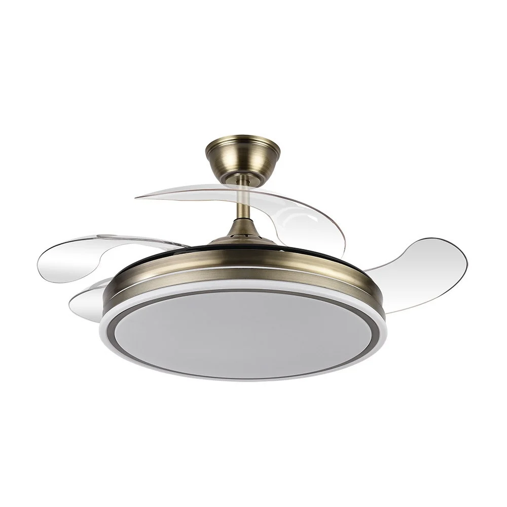 Reacondicionado – Ventilador de Techo LED Cuero 59W  Metal / ABS / Policarbonato Motor DC Temporizador Mando a Distancia Palas Retráctiles  Verano e Invierno