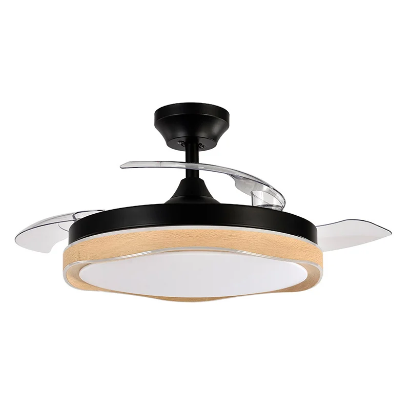 Ventilador de Techo LED Negro / Madera 72W Metal / ABS / Policarbonato Motor DC con Temporizador Mando a Distancia Palas Retráctiles  Verano e Invierno