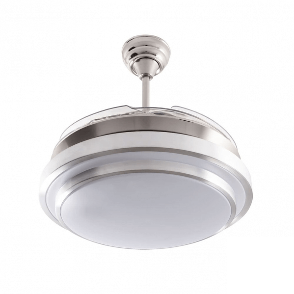 Ventilador de Techo LED Selene Níquel Aspas Transparentes DC 36W 3000+4000+5500 con Mando a Distancia y Palas Retráctiles