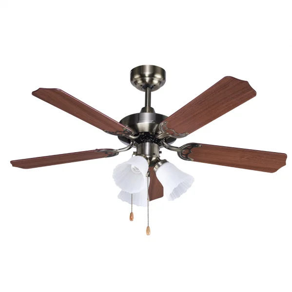 Ventilador de Techo Cuero / Cerezo – Nogal 3XE27 Motor AC Verano e Invierno y Palas Reversibles