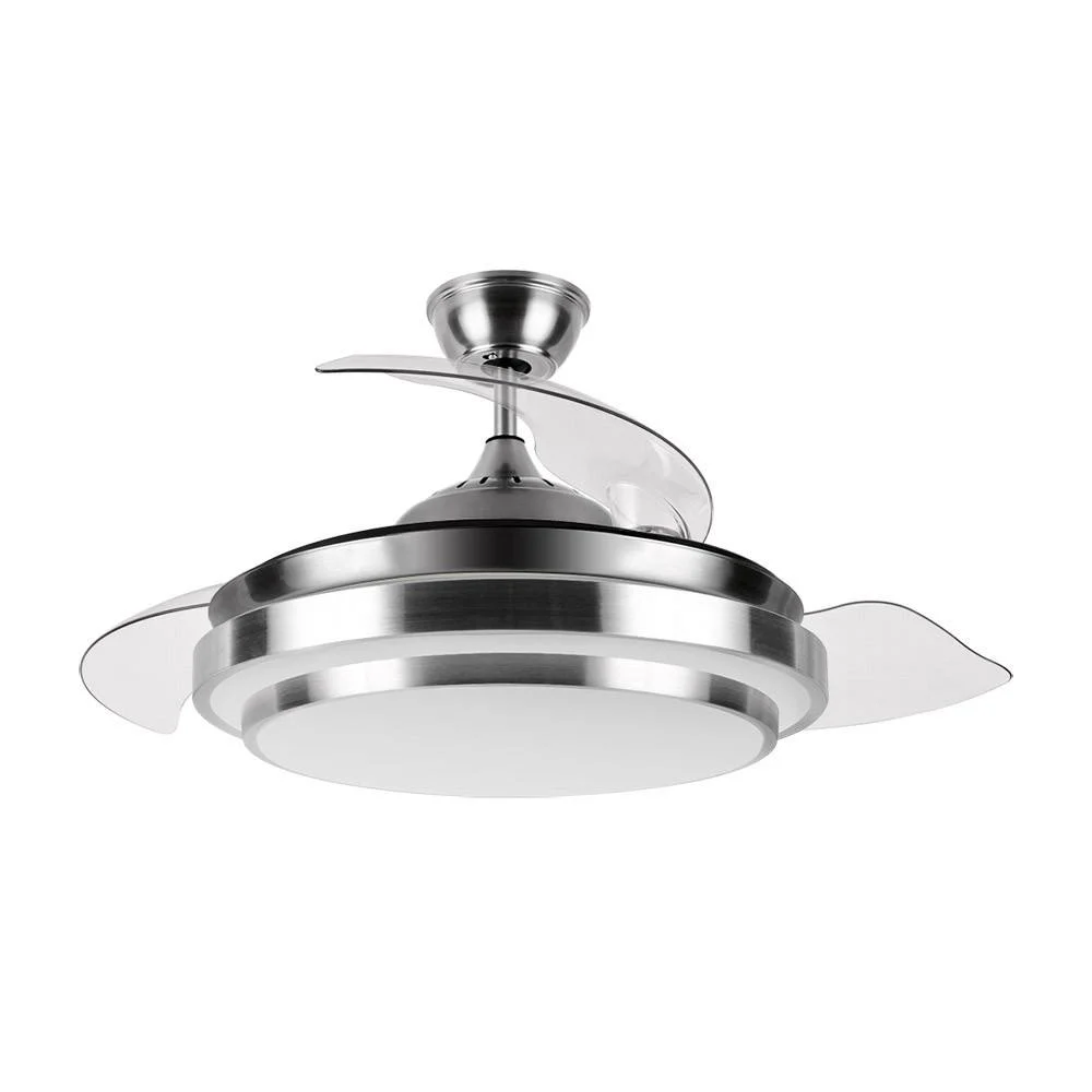 Ventilador de Techo LED  59W Níquel  Motor DC Verano e Invierno 3000+4000+6000 con Mando a Distancia y Palas Retráctiles