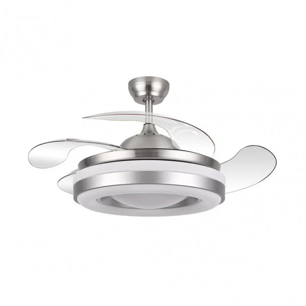 Ventilador de Techo LED  72W Níquel  Motor DC Verano e Invierno 3000+4000+6000 con Mando a Distancia y Palas Retráctiles
