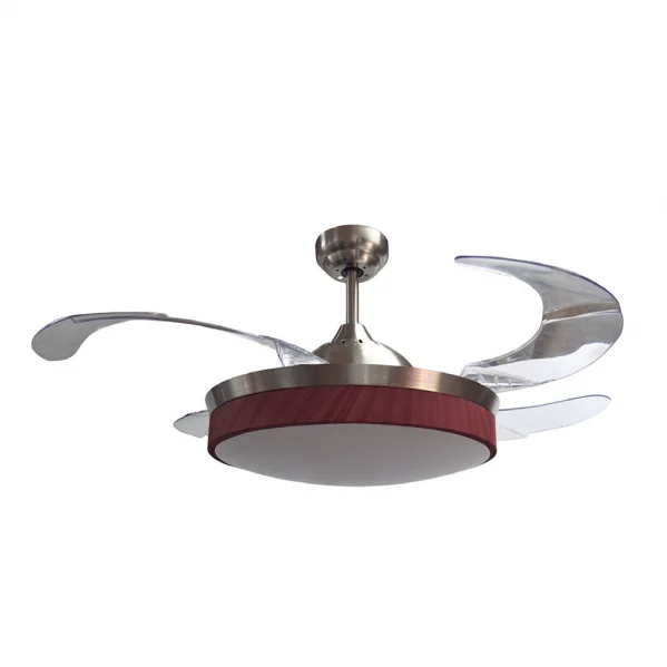 Ventilador de Techo LED  72W Cuero / Cerezo  Motor AC Verano 3000+4000+6000 con Mando a Distancia y Palas Retráctiles