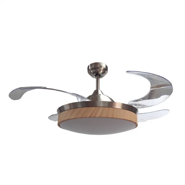Ventilador de Techo LED  72W Níquel / Haya  Motor AC Verano 3000+4000+6000 con Mando a Distancia y Palas Retráctiles