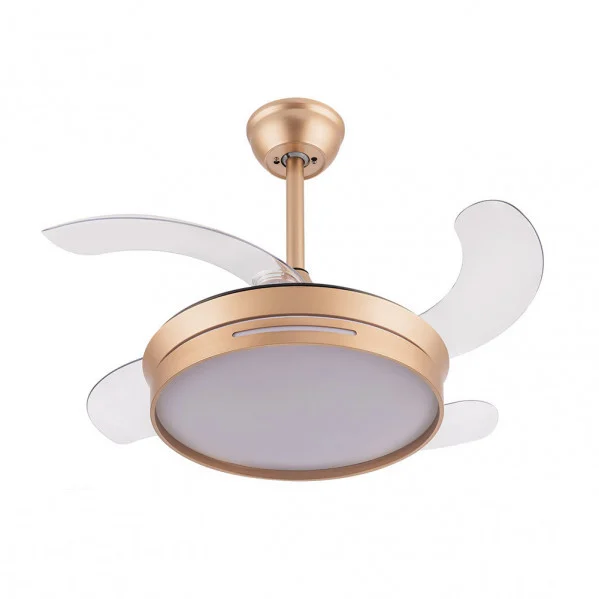 Ventilador de Techo LED  48W Oro  Motor DC Verano e Invierno 3000+4000+6000 con Mando a Distancia y Palas Retráctiles
