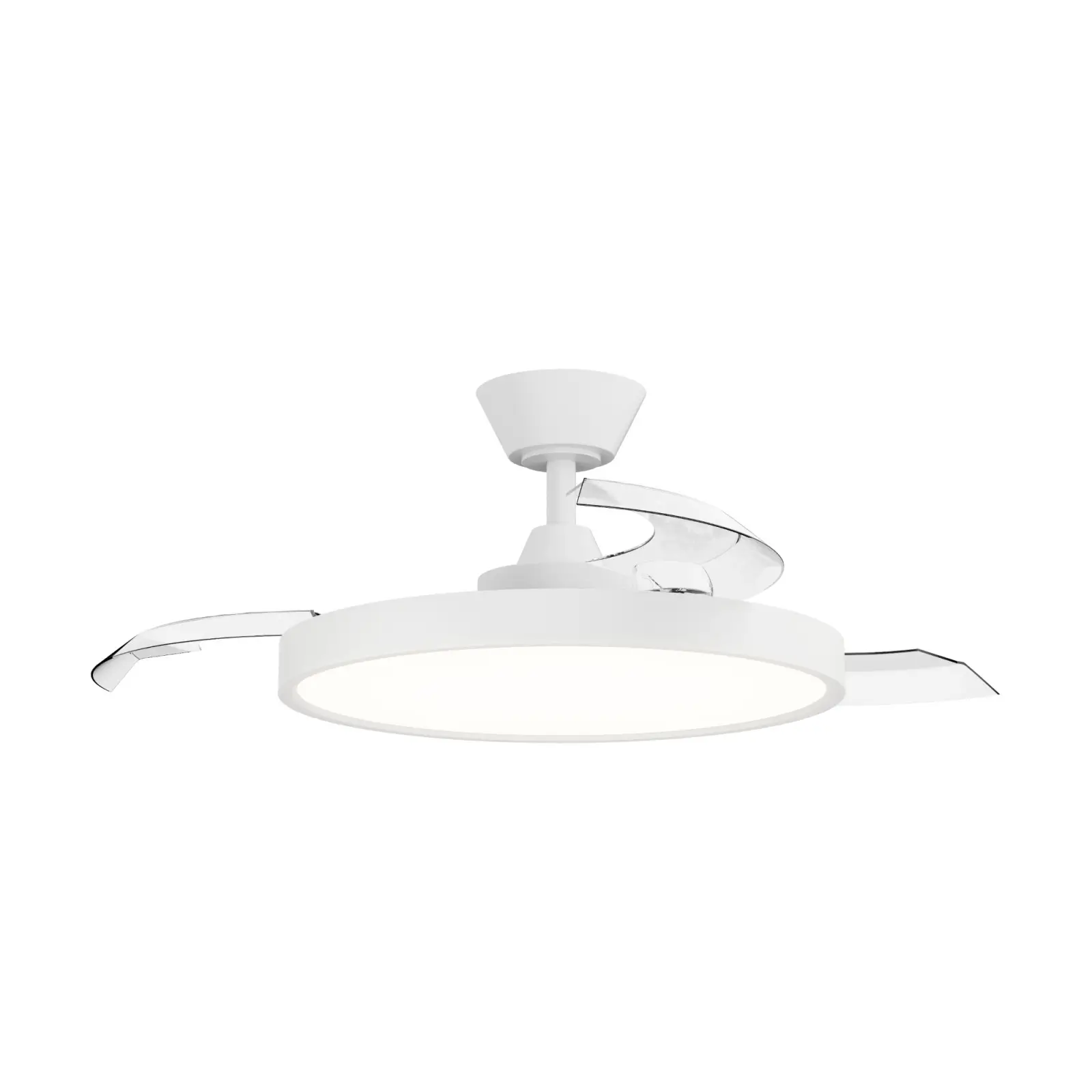 Ventilador DC sencillo con palas retractiles y luz para 32m2 blanco Estilo Ref2193427