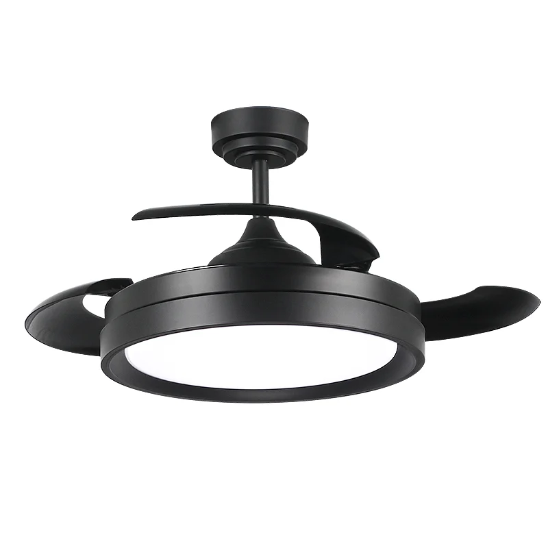 Ventilador de Techo LED 36W Negro Motor DC Verano e Invierno 3000+4000+5000 con Mando a Distancia y Palas Retráctiles