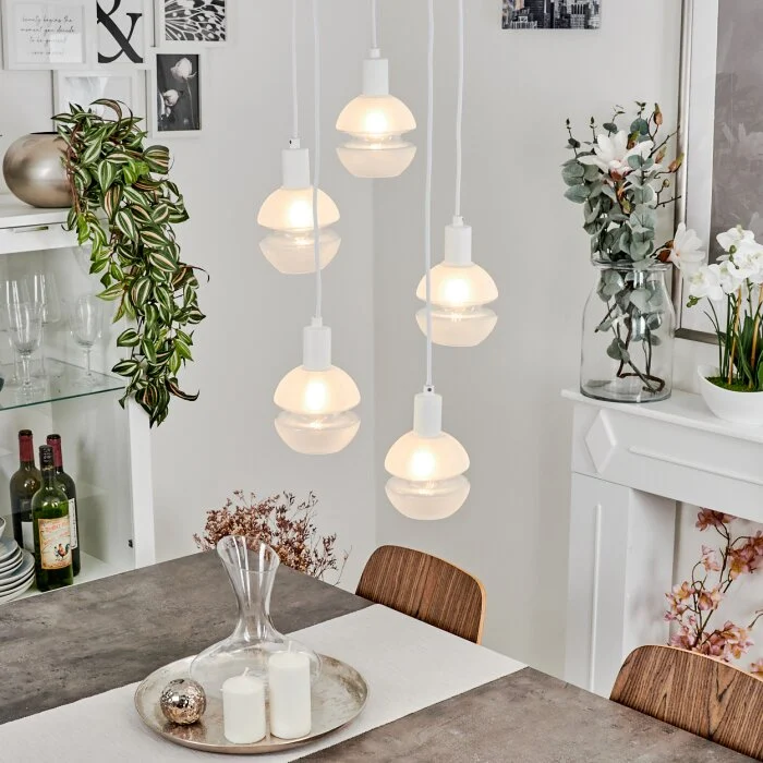 Ventosa Lámpara Colgante Blanca, 5 luces