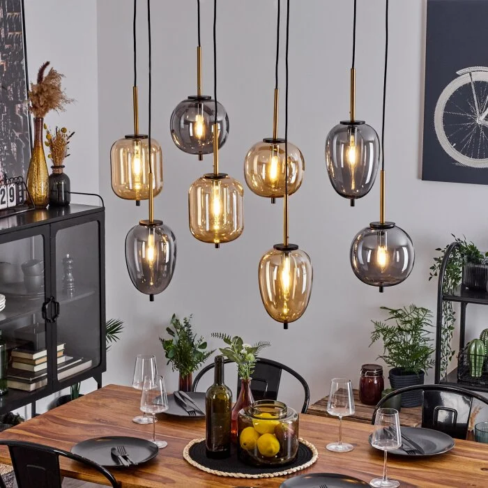 Verbania Lámpara Colgante Latón, Negro, 8 luces