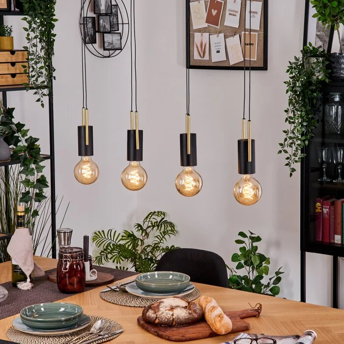 Veria Lámparas suspendidas, Lámparas colgantes Latón, Negro, 4 luces