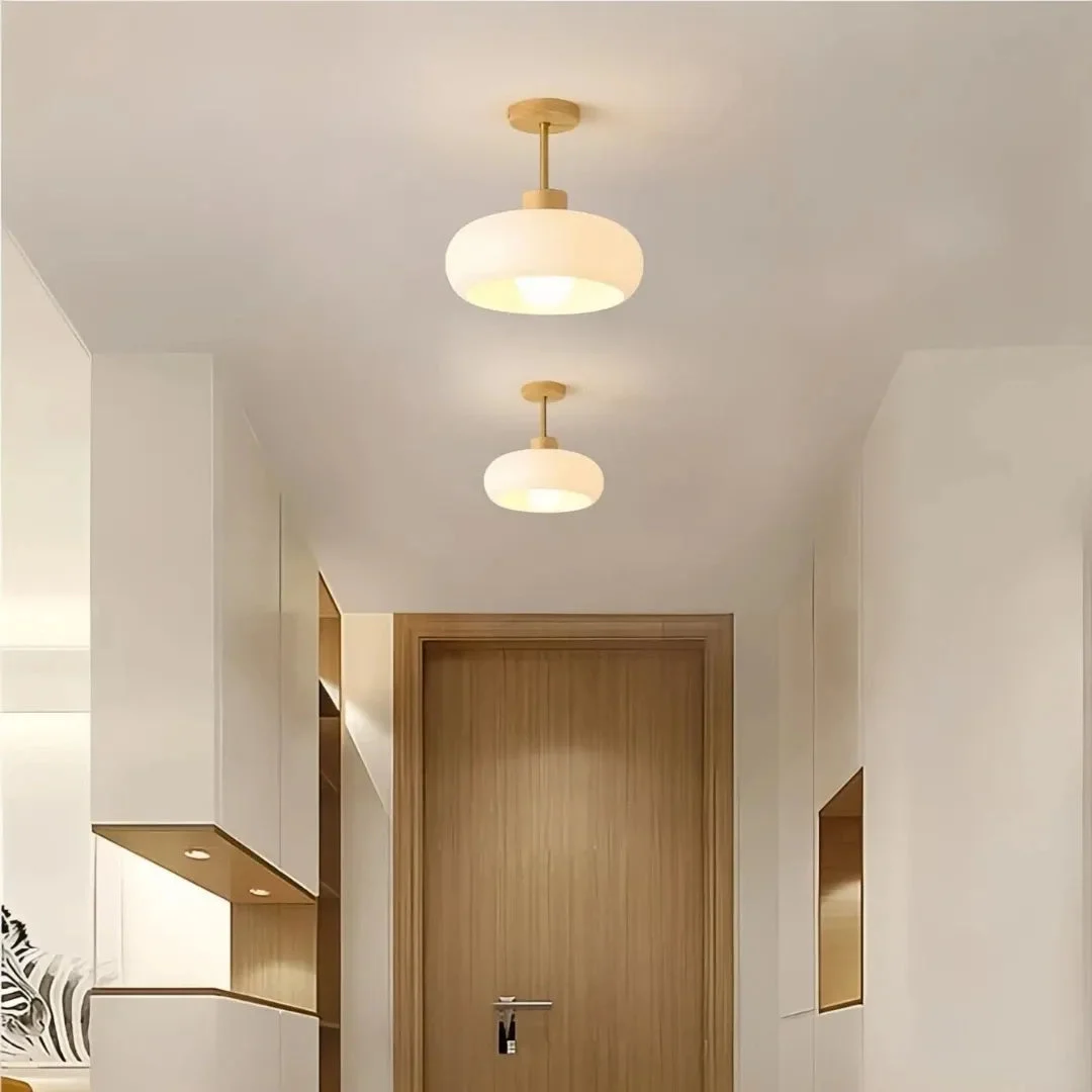 Lámpara de techo para pasillo LED de vidrio redonda de estilo nórdico