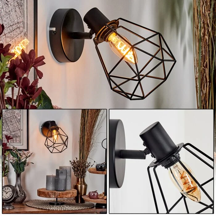 Yaak Apliques, Spot de pared Negro, 1 luz