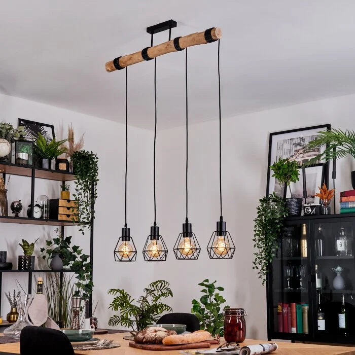 Yaak Lámparas suspendidas, Lámparas colgantes Crudo, Negro, 4 luces