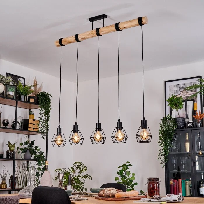 Yaak Lámparas suspendidas, Lámparas colgantes Crudo, Negro, 5 luces