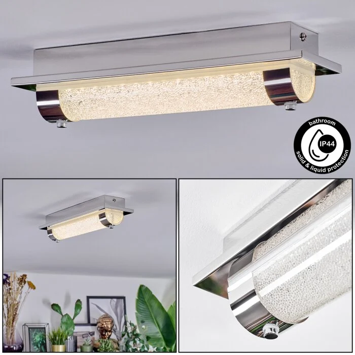 Zamar Lámpara de baño, Plafones LED Cromo, 1 luz