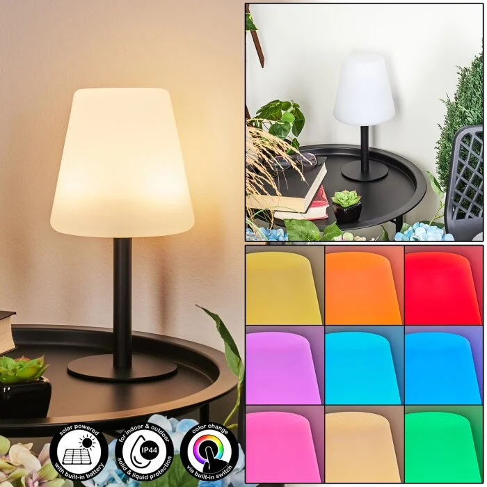 Zoume Solar Lámpara de mesa LED Negro, 8 luces, Cambia de color