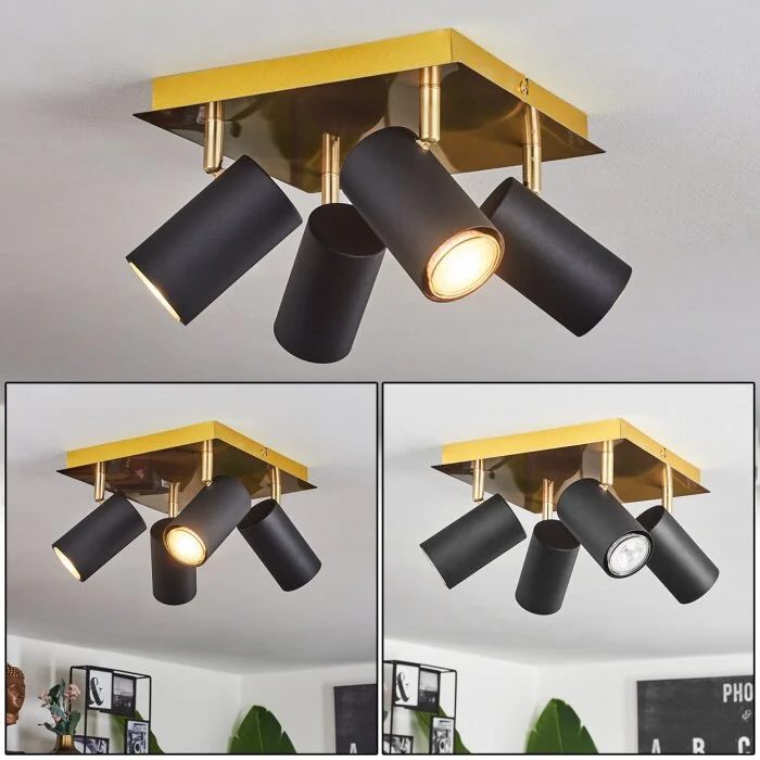Zuoz Lámpara de Techo Latón, Negro, 4 luces