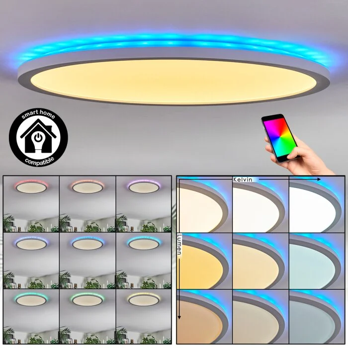 Zuren Plafones, Panel LED Blanca, 1 luz, Cambia de color